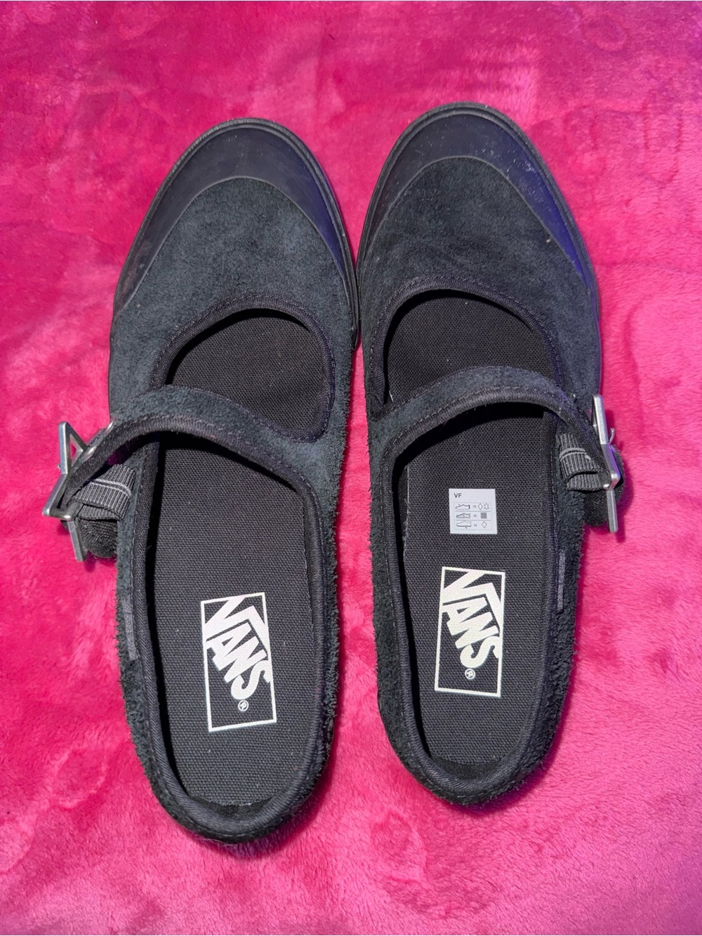 Vans Black Suede Platform Mary Janes with Star Buckle - Picture 2 of 3